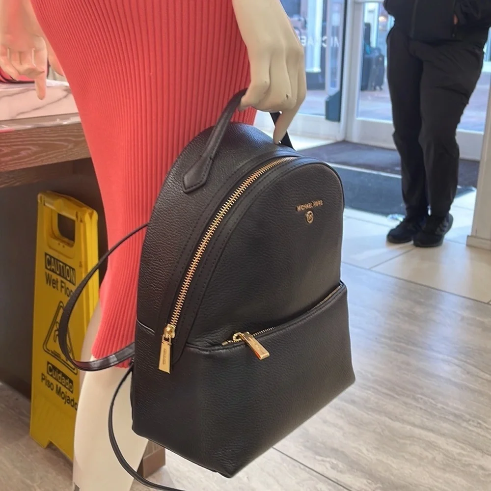 Michael Kors Womens Valerie Medium Logo Backpack 30F2G9VB2B  Black NWT
